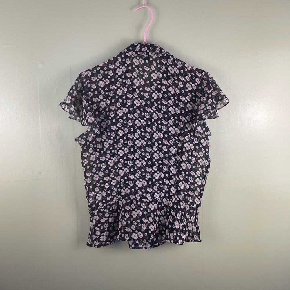 CHAPS ruffled button down sheer blouse - Picture 5 of 7